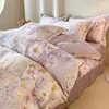 Juego de ropa de cama de cuatro piezas de algodón puro de alta calidad, alto número de hilos, engrosado, cepillado, 100% algodón, sábana, funda de edredón, funda de almohada, ropa de cama para todas las estaciones