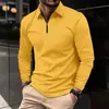 Nuevo Estilo Sitio Independiente Ebay Transfronterizo Moda Masculina Europea y Americana Camisa Polo de Manga Larga con Cuello de Solapa