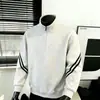 Moletom com Capuz Pesado Tendência Outono/Inverno Marca Gola Alta Meio Zíper Masculino Simples Solto Versátil Roupa Esportiva Casual Manga Longa