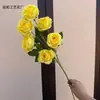 Flores Artificiales para Boda Estilo Nuevo Rosa Rizada de 6 Cabezas Flor Falsa Flor Cascada Flor de Pared Fila de Flores de Boda Exportación Transfronteriza