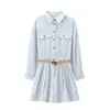 Atravessando Fronteiras Aliexpress Popular Comércio Exterior Atacado de Roupas Femininas 2024 Novo Macacão Decorado com Cinto Combinando Cor Sólida