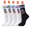 Meias de comércio exterior transfronteiriças outono e inverno listradas felpudas desenho animado japonês Mickey meias da moda versão coreana de meias femininas no barril explosão ins