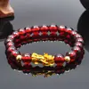 Pulsera de Oro Imitación para Hombres y Mujeres Popular en Internet TikTok Pulsera de Pareja Obsidiana Pulsera de Oro de Arena de Vietnam Regalo