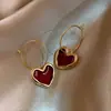 Benmingnian Nova Moda Brinco de Coração Vinho Tinto Brincos Simples Elegantes Coreanos Para Mulheres Brinco Pendente Moda Joia de Orelha Distintiva