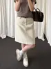Falda de Pana Vintage Retro Han Xun para Mujer 2026 Otoño Cintura Alta Línea A Cubre Cadera Recta Midi Falda 27407
