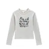 Top Adelgazante Ajustado de Cuello Redondo Estilo Americano Chica Picante, Nueva Camiseta de Manga Larga con Diseño de Letras de Nicho para Primavera y Otoño