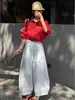 Pantalones anchos de pierna de farol con ribete de encaje para mujer, nuevo estilo verano 2026, de cintura alta, corte holgado, adelgazantes, aptos para petite, pantalones casuales cropped