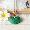 Colgante de Bloqueo de Paz Verde Lago Hetian Imitación, Colgante de Bloqueo Deseoso Loto Material Qinghai, Colgante de Jade, Fábrica de Bloqueos de Paz al por Mayor
