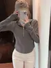 Sudadera con Capucha Camiseta de Manga Larga para Mujer 2025 Otoño e Invierno Nuevo Talla Grande Diseño para Chicas Gorditas Top de Media Cremallera de Nicho