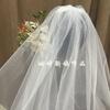 Velo Sencillo para Registro de Matrimonio, Propuesta de Novia, Accesorios para Fotografía de Boda, Accesorio para el Cabello de Doble Capa Estilo Hada, Vestido