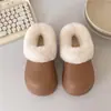 Pantuflas Peludas de Suela Gruesa para Mujer en Invierno, Para Usar al Aire Libre, Forradas de Felpa, Cálidas, Que Aumentan la Altura, Antideslizantes, Impermeables, Pantuflas de Algodón con Puntera para Mujer