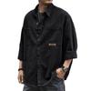 Jaqueta Camisa de Trabalho Masculina Primavera e Outono Tamanho Grande Solta Tendência Casual Top Cardigan Cor Lisa Jaqueta com Lapela Masculina