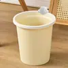 Papelera grande universal para el hogar estilo Ins de lujo ligero sin tapa, papelera rayada con anillo de presión, cubo de almacenamiento elegante