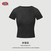 BE Roupa Feminina Verão 2025 Europeu e Americano Transfronteiriça Pequena Gola Redonda Camiseta Feminina Estilo Spice Girls Manga Curta Slim Feminina