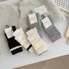 Meias Quentes de Lã Youjiaxiu Outono e Inverno Novas para Mulheres, Meias de Cano Médio com Punho Bolha Color-Blocking Estilo Japonês, Meias Arrastão Vazadas para Mulheres