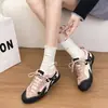 Tênis de treino alemães femininos, estilo retrô, com blocos de cor, sola reta, confortáveis e respiráveis, tênis casuais com cadarços, sapatos femininos, sapatos de passeio