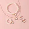 Conjunto de Collar de Perlas Nuevo Transfronterizo, Collar de Mariposa de Aleación con Goteo de Aceite, Colgante de Mariposa, Joyería para Niñas al por Mayor