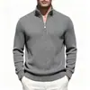 Nuevas Camisetas de Manga Corta y Manga Larga para Hombre de Primavera y Otoño Europeas y Americanas 2026, Sudadera de Cuello Alto a Rayas con Media Cremallera