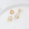 Aretes Sostenedores de Cuentas con Forma de Corazón con Forma de Diamante Chapados en Oro de 14K que Conservan el Color Hechos a Mano DIY Aretes de Perlas Accesorios de Joyería Materiales