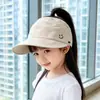 Chapéu de Sol Infantil, Boné de Baseball Respirável de Verão com Top Aberto, Chapéu de Sol com Proteção Solar para Rabo de Cavalo Alto para Meninas, Chapéu de Sol para Uso Externo, Fino