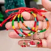 Pulseiras Coloridas de Natal, Pequenos Presentes de Decoração de Natal para Crianças, Pulseiras Trançadas de Natal Fofas, Ajustáveis