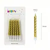 Velas Espirais Coloridas Metálicas de Aniversário com Hastes Retas Douradas e Prateadas Peroladas para Decoração de Bolo de Festa, Atacado do Fabricante