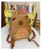 Outono e Inverno 2025 Nova Mochila Capivara Mochila Casual Versátil Infantil Fofa Grande Capacidade de Pelúcia