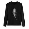 Sudadera Holgada Estampada de Primavera 2023 Cuello Redondo Manga Larga de Algodón Base Fresca Dulce Manga Larga Negra