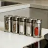 Potes de Temperos para Cozinha Garrafas de Aço Inoxidável para Especiarias Garrafas Dosadoras de Cominho Pimenta Potes de Vidro para Sal de Cozinha Doméstica