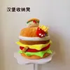 Taburete de Almacenamiento Creativo de Moda con Forma de Hamburguesa, Puf Suave de Felpa para Sentarse y Almacenar, Taburete de Doble Uso para Cambiar Zapatos en la Entrada, Almacenamiento Diversos para el Hogar