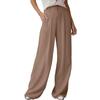 Pantalones de Pierna Ancha Europeos y Americanos Transfronterizos para Mujer, Pantalones de Algodón y Lino, Casuales Sueltos de Cintura Alta, Elegantes Rectos de Lino para Mujer