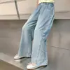 Calça Heni Mu Mu para meninas, nova coleção outono 2026, calça casual de perna larga para meninas, calça jeans casual de outono para crianças