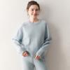 Suéter de Cachemira Grueso de Tres Hilos con Hombro de Silla Estilo Perezoso Otoño e Invierno para Mujer, Suéter Jersey Holgado de Cuello Redondo, Camisa de Punto para Base