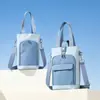 Bolsa para botella de agua portátil de bloques de color, se puede llevar cruzada o en la mano, bolsa de almacenamiento para taza térmica, simple y elegante, ideal para uso al aire libre