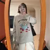 Camiseta de Algodón Puro Estilo Retro Americano Hombro Normal Manga Larga para Mujer 2026 Nuevo Diseño con Sentido de Marca de Nicho Tendencia Otoñal Top Holgado