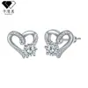 Pendientes de Plata de Ley S925 con Baño de Oro Real, Forma de Corazón con Aguja, para Mujer, Nuevo Diseño Transfronterizo con Incrustación de Circonita, Pendientes de Diseño Único