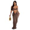 C6822 transfronteiriço AliExpress Amazon moda europeia e americana feminina roupa cor sólida top tomara que caia sexy saia plissada conjunto de duas peças