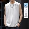 Chaleco de Verano para Hombre Camiseta sin Mangas Fitness Cuello Redondo Camiseta sin Mangas Moderna de Alta Gama Algodón de Amoníaco Líquido Camiseta de Color Sólido Versátil
