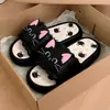 Pantuflas Personalizadas de Gato Negro Dulce y Genial de Dibujos Animados para Exteriores de Verano, Calzado para Exteriores, Celebridad de Internet, Hogar, Sandalias Antideslizantes de Suela Suave