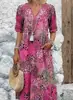 Vestido Largo Casual de Vacaciones Nuevo Transfronterizo de Moda Europea y Americana para Mujer con Bolsillos, Escote en V de Encaje y Manga Corta 2025
