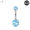 Anillo para Ombligo de Aleación de Titanio G23 Anillo para Ombligo de Tres Garras Incrustado con Circonita Botón de Ombligo con Rosca Interna Joyería para Piercing Corporal de Titanio F136