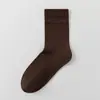 Calcetines Zhuji para Hombre Otoño e Invierno Espesados Calientes de Cachemira Color Sólido Calcetines de Negocios para Hombre Absorbentes de Sudor Transpirables de Media Pantorrilla