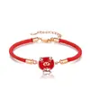 Pulsera de Cuerda Roja con Zodiaco de Doce Signos Cambiante de Color Sensible a la Temperatura de Plata de Ley S925 Diseño de Nicho Pulsera de la Suerte Regalo para Mejores Amigos y Parejas