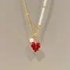 Nuevo Diseño de Otoño Temprano Collar de Hoja de Arce de Cristal Deslizante para Mujer, Versátil, Elegante, Exquisito, Retro, Sencillo, Estilo de Alta Gama para Mujer