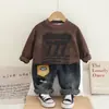 Conjunto de Ropa para Niños Primavera y Otoño 2025 Nueva Sudadera Infantil Digital de Cuello Redondo Ropa de Primavera para Niños Pequeños Ropa de Bebé Conjunto de Dos Piezas