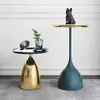 Mesa auxiliar minimalista nórdica, mesa redonda pequeña de hierro para apartamentos pequeños, color crema, adecuada para uso doméstico, mesita de café pequeña, mesita de noche creativa para el dormitorio