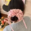 Estilo Coreano Verano Refrescante Bordado Encaje Encaje Lazo Intestino Atadura de Cordón para Niña Bailarina Moño de Tendón de Goma Flor para el Cabello