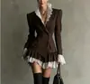 Vestido Blazer Elegante de Nuevo Estilo Europeo y Americano para Viajes de Negocios 2026 con Retazos Únicos y Bloques de Color Vestido de Manga Larga para Mujer, Hecho a Medida