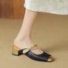 Sandalias Cerradas Bordadas Vintage para Mujer, Nuevo Estilo Verano 2026, Elegantes y Adecuadas para Combinar con Vestidos, Mules sin Cierre de Tacón Medio para Uso en Exteriores