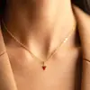 Colgante de Corazón Irregular de Resina Roja de Plata de Ley S925 para Mujer Día de San Valentín Lazo DIY Colgante de Circonita Rosa
